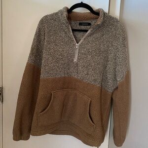 Gray and Brown Zip-Up Sweater